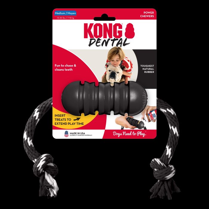 KONG DOG EXTREME DENTAL WITH ROPE - MEDIUM 