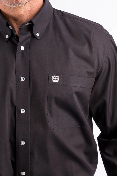Cinch Mens Solid Colour Full Button Western Shirt - Black [sz:m]