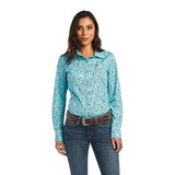 Ariat Kirby Stretch Womens Long Sleeve Shirt - Amazonite Bucking Bronc