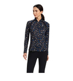 Ariat Womens Sunstopper 2.0 1/4 Zip Long Sleeve Baselayer - Black Busy Pony Print