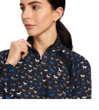 Ariat Womens Sunstopper 2.0 1/4 Zip Long Sleeve Baselayer - Black Busy Pony Print