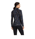 Ariat Womens Sunstopper 2.0 1/4 Zip Long Sleeve Baselayer - Black Busy Pony Print