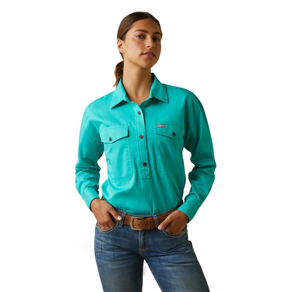 Ariat Rebar Womens Long Sleeve Work Shirt - Turquoise [sz:xs]