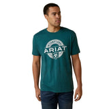 Ariat Centre Fire Mens Short Sleeve Tee - Dark Teal Heather