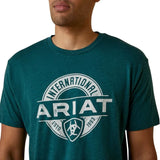 Ariat Centre Fire Mens Short Sleeve Tee - Dark Teal Heather
