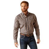 ARIAT KAREEM FITTED WRINKLE FREE LONG SLEEVE SHIRT - NAVY/WHITE/BROWN [SZ:XS]