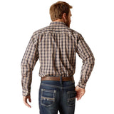 ARIAT KAREEM FITTED WRINKLE FREE LONG SLEEVE SHIRT - NAVY/WHITE/BROWN [SZ:XS]