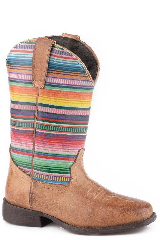 Roper Cora Kids Serape Boots - Tan/serape Leather