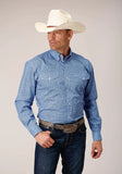 Roper Mens Amarillo Collection Long Sleeve Print - Blue