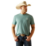 ARIAT HERITAGE CIRCLE MENS SHORT SLEEVE TEE - OIL BLUE HEATHER [SZ:S]