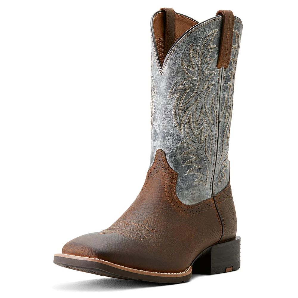 Ariat Sport Western Wide Sqaure Toe Mens Boots - Earth/glacier Blue [sz:6ee]