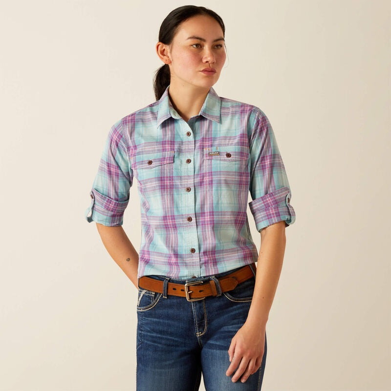 Ariat Womens Rebar Durastretch Longsleeve Workshirt - Aquatic [sz:xs]