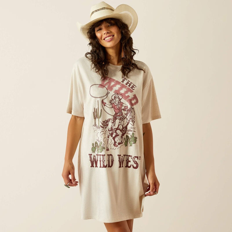 Ariat Wild Cowgirl Womens Tee Dress - Oatmeal [sz:s]