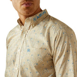 Ariat Team Alder Mens Fitted Long Sleeve Shirt - Khaki/blue [sz:s]