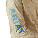 Ariat Team Alder Mens Fitted Long Sleeve Shirt - Khaki/blue [sz:s]