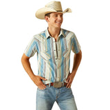 Ariat Hilton Mens Retro Snap Short Sleeve Shirt - Off White [sz:s]
