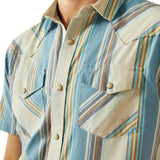 Ariat Hilton Mens Retro Snap Short Sleeve Shirt - Off White [sz:s]