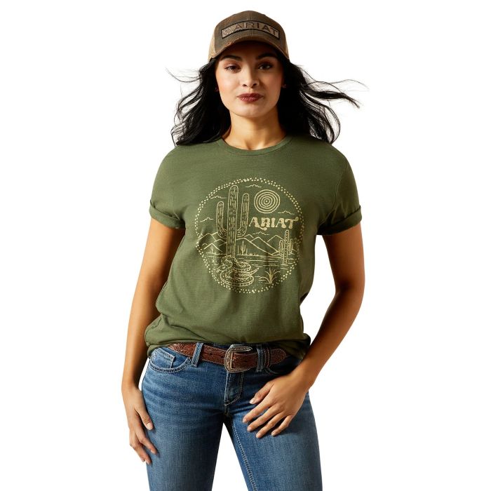 Ariat Desert Snake Womens Short Sleeved Tee - Military Heather [sz:xs]