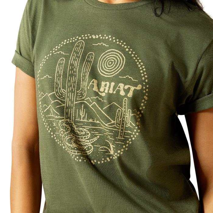 Ariat Desert Snake Womens Short Sleeved Tee - Military Heather [sz:xs]