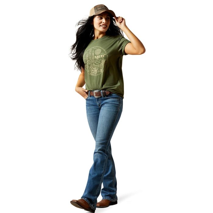 Ariat Desert Snake Womens Short Sleeved Tee - Military Heather [sz:xs]