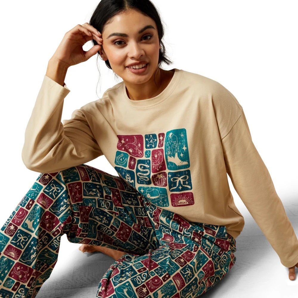 Ariat Womens Dreams Pajama Set Western Blocks