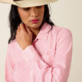 Ariat Womens Kirby Pro Long Sleeve Shirt - Sun Kissed Coral Stripe [sz:s]
