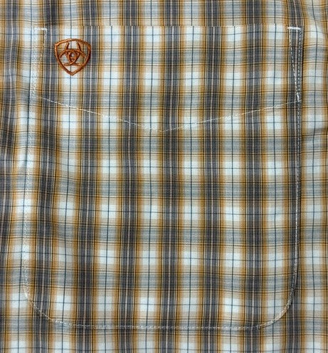Ariat Ayden Mens Wrinkle Free Fitted Long Sleeve Shirt - Golden Oak Plaid [sz:m]