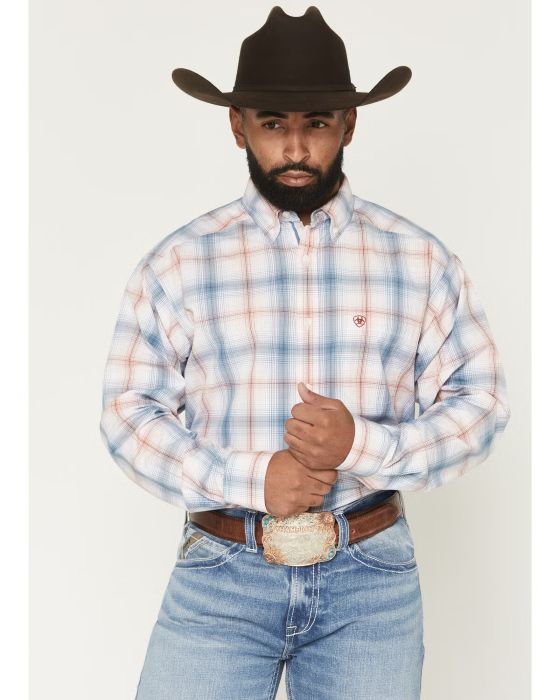 Ariat Mens Pro Series Teddy Classic Fit Long Sleeve Shirt - White Plaid [sz:s]