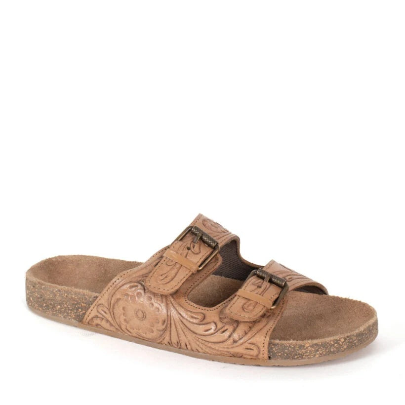 Roper Womens Desiree Tooled Leather Sandal - Tan [sz:6.0]