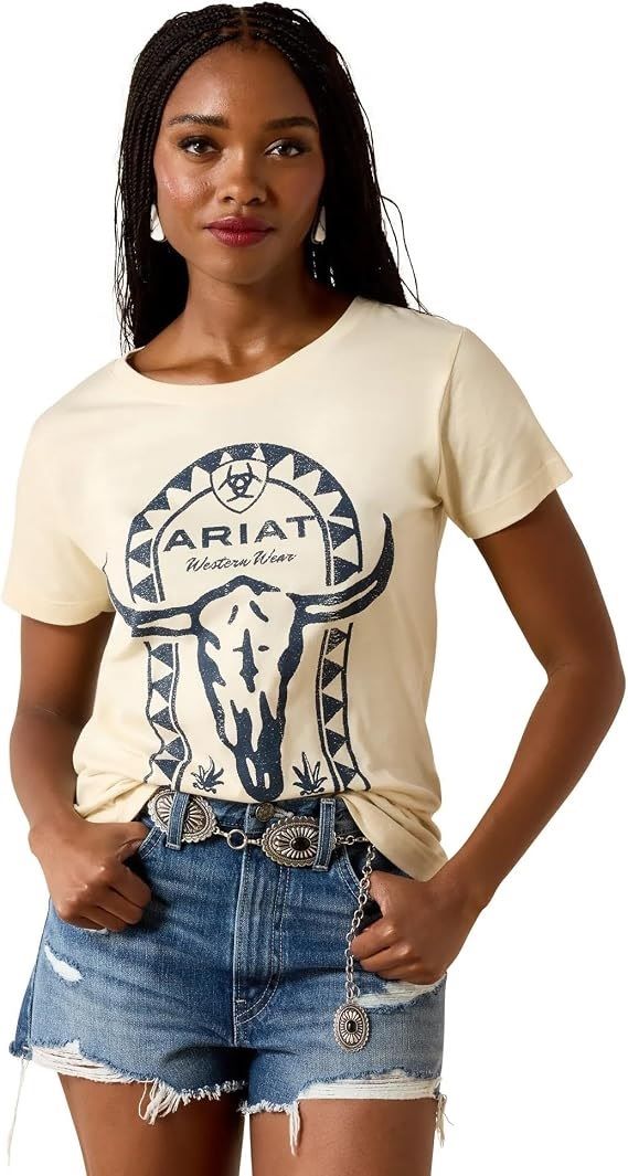 Ariat Steer Tomb Womens Short Sleeve Tee - Cream [sz:s]