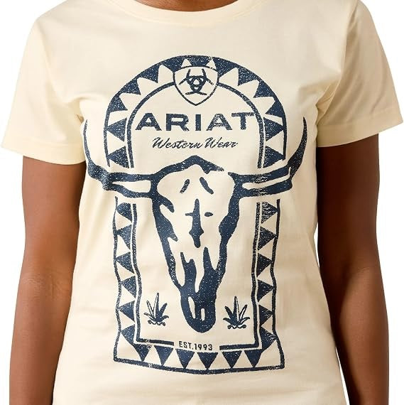 Ariat Steer Tomb Womens Short Sleeve Tee - Cream [sz:s]