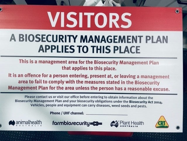 Sign Biosecuity Corflute 900x600