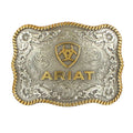 Ariat Belt Buckle - Antique Silver  & Gold Rectangle 