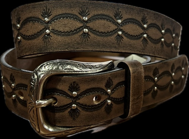 Roper Hand Sanded Womens Belt - Distressed Genuine Brown Leather