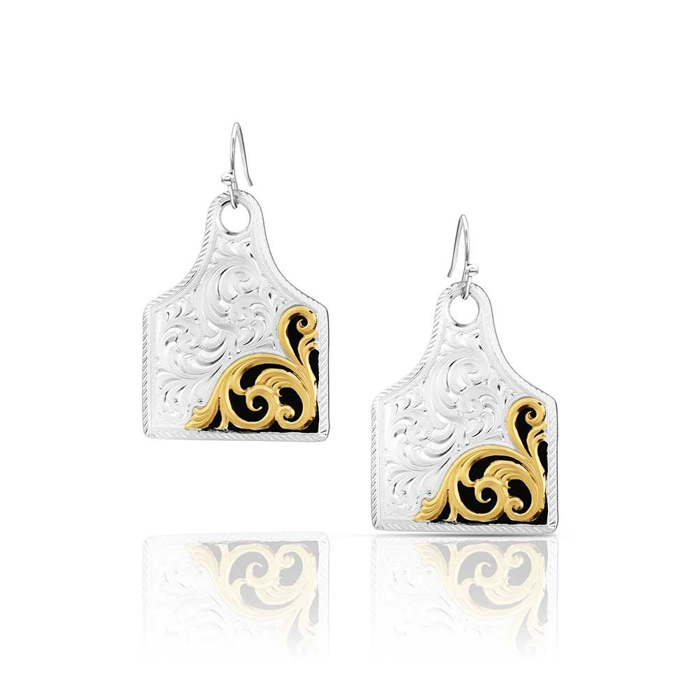 Montana Silversmith Earrings - Rural Route Cow Tag [sz:2]