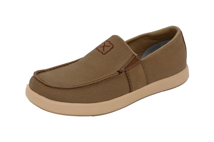TWISTED X MENS CANVAS SLIP ON MOC - KHAKI [SZ:7.0]