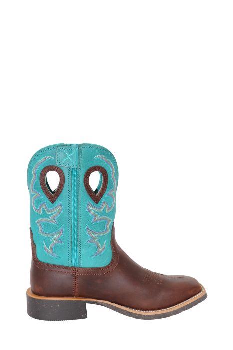 TWISTED X WOMENS 9" TECH X2 ZIP BOOT - CHOCOLATE TRUFFLE/ OCEAN BLUE [SZ:6.5]