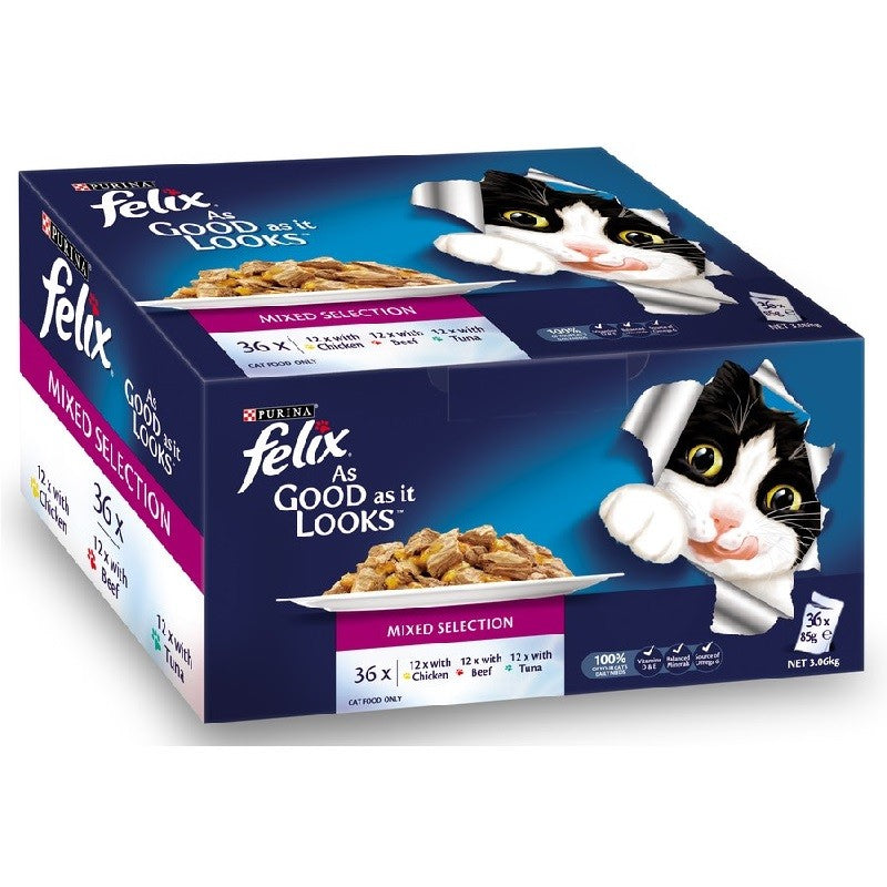 Felix Cat Pouches Varieties Mixed 36 X 85g