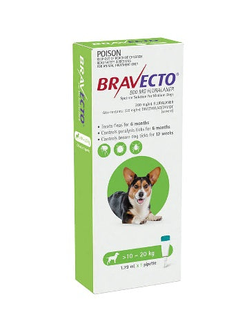 Bravecto Dog Spot On 10kg-20kg Medium Green 1pk