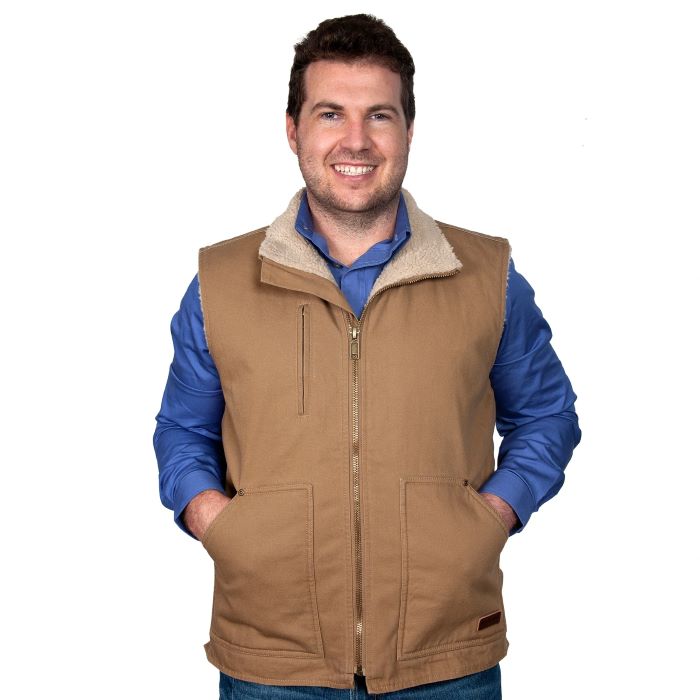 JUST COUNTRY MENS DIAMANTINA SHERPA VEST - KHAKI [SZ:XXS]