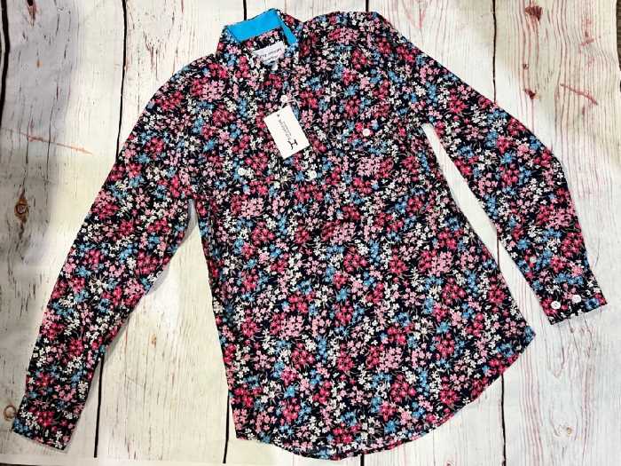 Just Country Georgie Half Button Print Workshirt - Navy Floral Wwls2253
