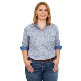 Just Country Georgie Half Button Print Workshirt - White Blueberries
