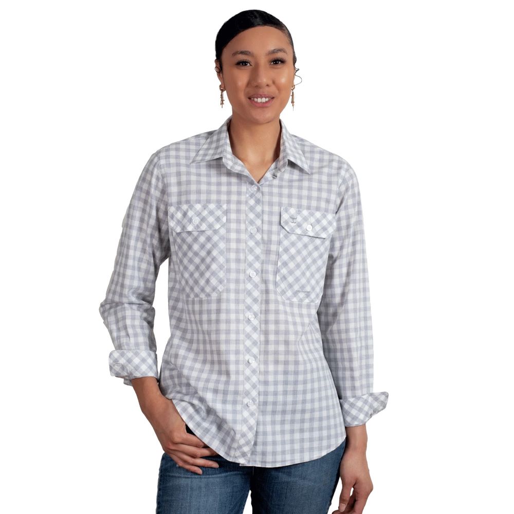 JUST COUNTRY ABBEY FULL BUTTON - GREY CHECK [SZ:8]