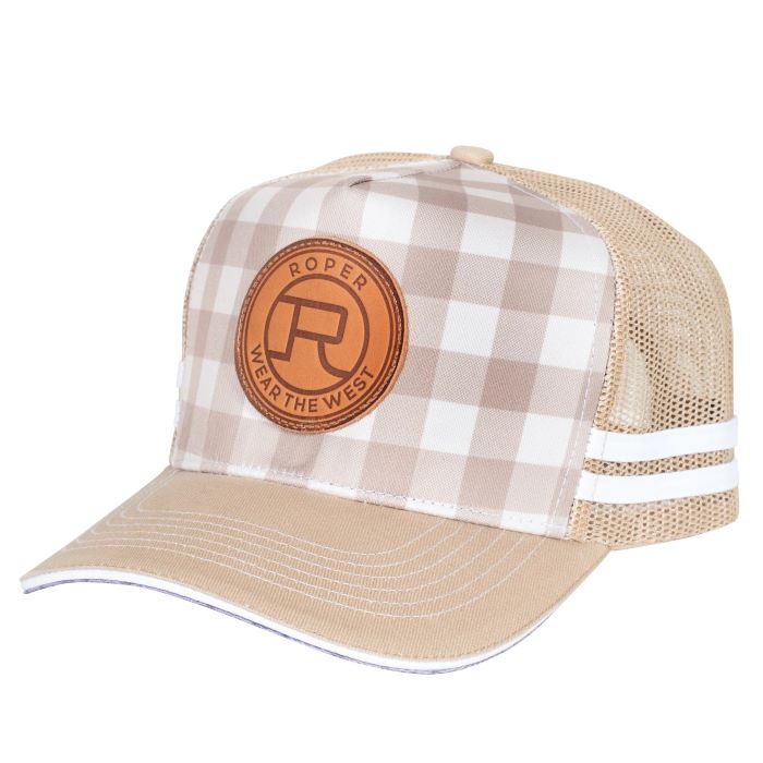 Roper Trucker Mini Plaid Cap - Fawn/stone 