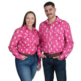 Just Country Abbey Full Button Print Workshirt - Rose Brew [sz:8]