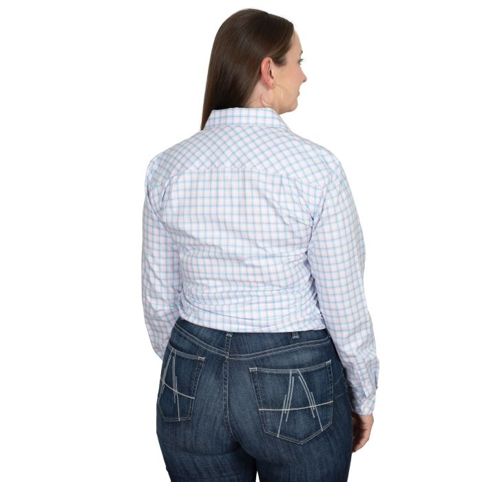 JUST COUNTRY ABBEY FULL BUTTON PRINT WORKSHIRT - LIGHT PINK CHECK [SZ:10]