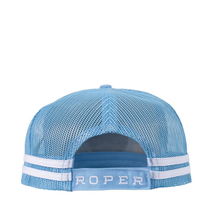Roper Mini Plaid Trucker Cap - Cornflower Blue/white 