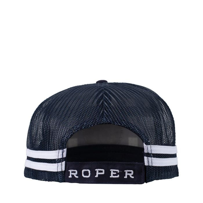Roper Mini Plaid Trucker Cap - Navy/white 