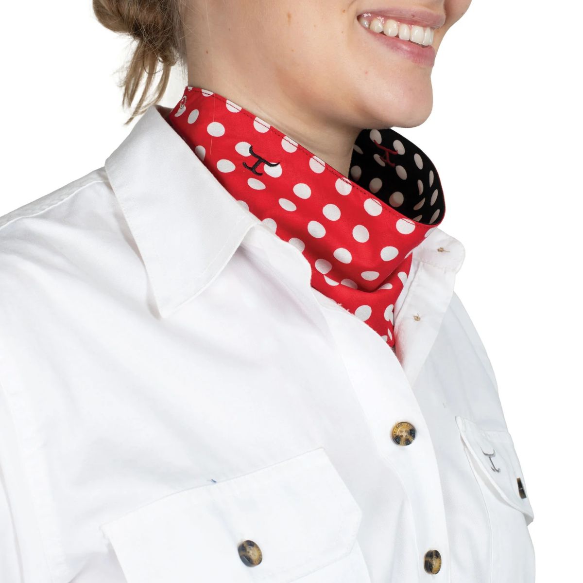 Just Country Carlee Double Sided Scarf - Black Polka Dot/red Polka Dot 