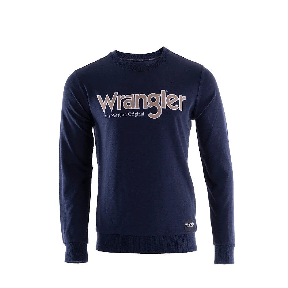 Wrangler Ryder Mens Logo Crew - Navy